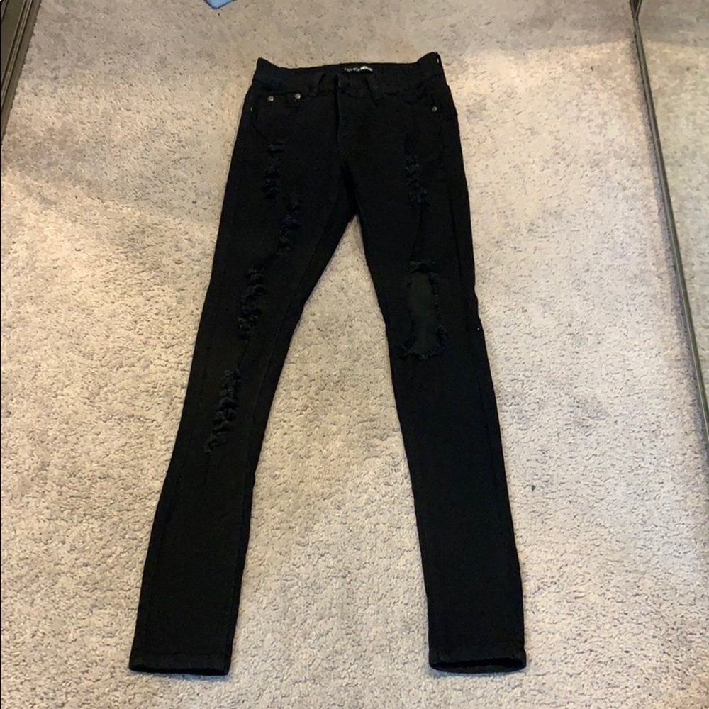 Fashion Nova Black Ripped Jeans - Sz 3